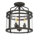 Quoizel Norfolk 3 -Light 11.87-in Gloss Bronze Semi Flush Mount Light
