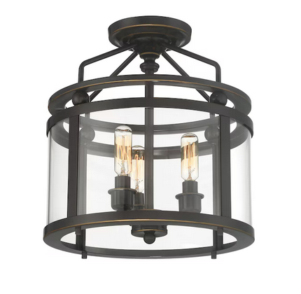 Quoizel Norfolk 3 -Light 11.87-in Gloss Bronze Semi Flush Mount Light