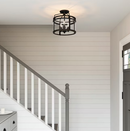 Quoizel Norfolk 3 -Light 11.87-in Gloss Bronze Semi Flush Mount Light