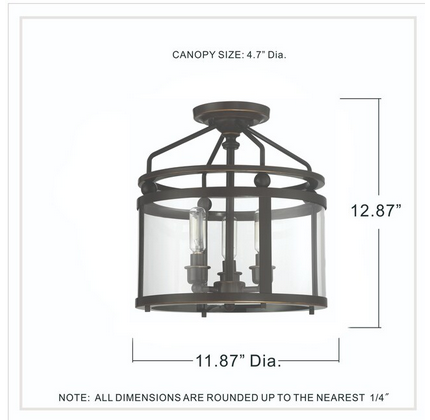 Quoizel Norfolk 3 -Light 11.87-in Gloss Bronze Semi Flush Mount Light