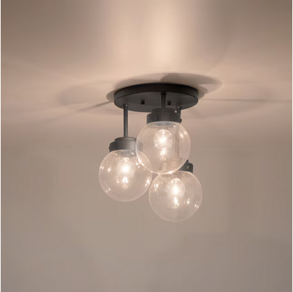 Kichler Strabo 3 -Light 12-in Black Semi Flush Mount Light