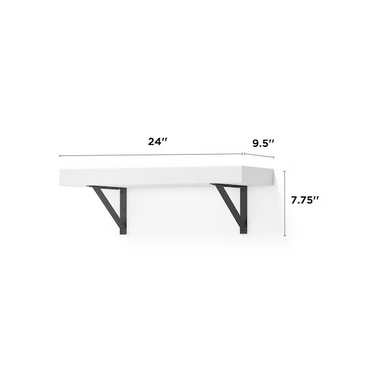 Allen + Roth White MDF Rectangular Bracket Shelf