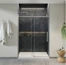 allen + roth Bennet Satin Nickel 57"-60"W x 78.74"H Frameless Clear Glass Sliding Shower door