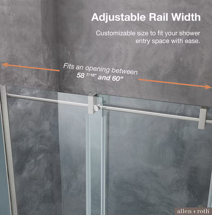 allen + roth Bennet Satin Nickel 57"-60"W x 78.74"H Frameless Clear Glass Sliding Shower door