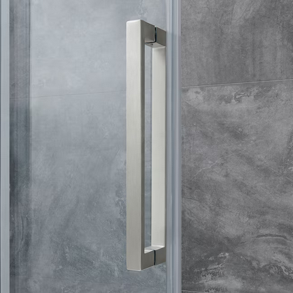 allen + roth Bennet Satin Nickel 57"-60"W x 78.74"H Frameless Clear Glass Sliding Shower door