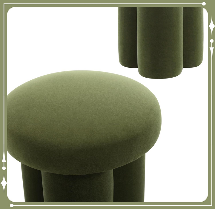 Flouki Mushroom Ottoman Stool, Modern Upholstered Ottoman, Mushroom