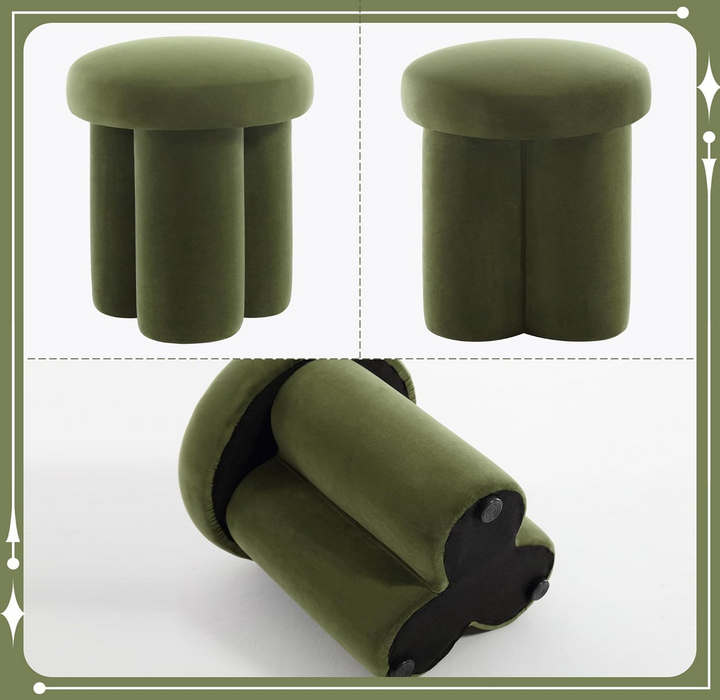 Flouki Mushroom Ottoman Stool, Modern Upholstered Ottoman, Mushroom