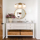 LLHZSY 24.4-in 3 -Light Brushed Gold Mid-Century Vanity Light