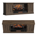 allen + roth 72-in W Brown Walnut TV Stand with Infrared quartz Flat Wall Electric Fireplace