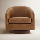 All Modern Bennett Genuine Leather Swivel Barrel Chair