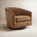 All Modern Bennett Genuine Leather Swivel Barrel Chair