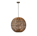 allen + roth Cleo 1 -Light Raw iron Canopy with Dark Natural Rattan Shade Traditional Rattan Cage Globe Large Hanging Pendant Light