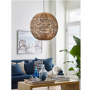 allen + roth Cleo 1 -Light Raw iron Canopy with Dark Natural Rattan Shade Traditional Rattan Cage Globe Large Hanging Pendant Light