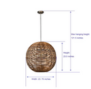 allen + roth Cleo 1 -Light Raw iron Canopy with Dark Natural Rattan Shade Traditional Rattan Cage Globe Large Hanging Pendant Light