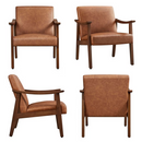 Yaheetech Modern Faux Leather Upholstered Armchair Accent Chair Brown
