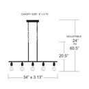 Quoizel Pendle Brooke 5 -Light Matte Black Bare bulb Steel Chandelier