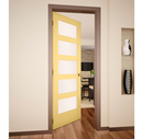 RELIABILT 30" x 80" Marigold Solid Core 5-panel Frosted glass Left Hand Inswing Pine Wood Single Prehung Interior Door