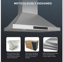 VIKIO 36 inch Convertible 980-CFM Recirculating Stainless Steel Wall-Mounted Range Hood