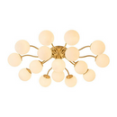 Sputnik 40" W 16-Light Opal Glass Brass Semi-Flush Mount