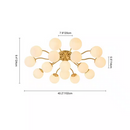 Sputnik 40" W 16-Light Opal Glass Brass Semi-Flush Mount