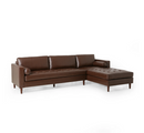 Noble House Vanlue Contemporary Faux Leather Sectional Sofa, Espresso