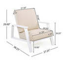 Patio Lounge Chair, Outdoor Club Chair with Beige Cushion and White Acacia Wood Frame