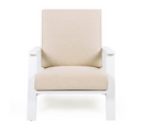 Patio Lounge Chair, Outdoor Club Chair with Beige Cushion and White Acacia Wood Frame
