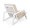 Patio Lounge Chair, Outdoor Club Chair with Beige Cushion and White Acacia Wood Frame