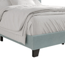 Castle Place Elegant Button Tufted Linen Upholstered Twin Bed, Light Blue