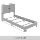 Castle Place Elegant Button Tufted Linen Upholstered Twin Bed, Light Blue