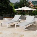 White Metal Adjustable Outdoor Chaise Lounge Chair Set of 2