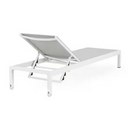 White Metal Adjustable Outdoor Chaise Lounge Chair Set of 2