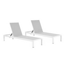 White Metal Adjustable Outdoor Chaise Lounge Chair Set of 2