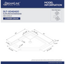 DreamLine SlimLine 42" Corner White Double Threshold Neo-angle Corner Shower Pan Base
