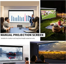 WASJOYE 120'' Projector Screen Manual Pull Down - 16:9 HD Retractable Projection Screen with Auto Locking