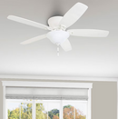 Honeywell Glen Alden 52-in White with White/Maple Blades Flush Mount Ceiling Fan With Light and Pull Chain Included 5 -Blade