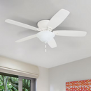 Honeywell Glen Alden 52-in White with White/Maple Blades Flush Mount Ceiling Fan With Light and Pull Chain Included 5 -Blade