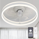 Oaks Decor Cotti 20-in White with Clear Blades LED Flush Mount Smart Fandelier Ceiling Fan With Light and Remote Control Included 7 -Blade