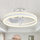 Oaks Decor Cotti 20-in White with Clear Blades LED Flush Mount Smart Fandelier Ceiling Fan With Light and Remote Control Included 7 -Blade