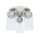 allen + roth 12-in Brushed Nickel Indoor 3 -Light Semi-flush Mount Light with Clear Glass