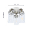 allen + roth 12-in Brushed Nickel Indoor 3 -Light Semi-flush Mount Light with Clear Glass