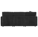 Harper & Bright Designs 85" Chenille Modular Sectional Sofa in Black w/ Ottoman, 2-USB Ports w/ Phone Holder