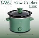 COOK WITH COLOR Slow Cooker, Crock Pot, 2-Quart Removable Stoneware Mini Crock Pot, Dark Sage, Green