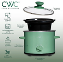 COOK WITH COLOR Slow Cooker, Crock Pot, 2-Quart Removable Stoneware Mini Crock Pot, Dark Sage, Green