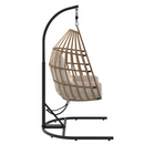 Mainstays Steel Outdoor Hanging Egg Chair with Stand and Cushion, Beige