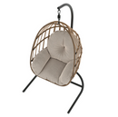 Mainstays Steel Outdoor Hanging Egg Chair with Stand and Cushion, Beige