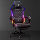 GTRACING RGB Ergonomic Gaming Chair with , LED Lights, Footrest, Lumbar Support, Black