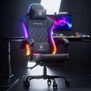GTRACING RGB Ergonomic Gaming Chair with , LED Lights, Footrest, Lumbar Support, Black