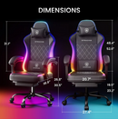 GTRACING RGB Ergonomic Gaming Chair with , LED Lights, Footrest, Lumbar Support, Black