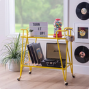 Linon Lawsonia 2-Tier Mid-Century Mobile Bar Cart with Mirrored Top, 32.5" Tall, 27 lb, Yellow